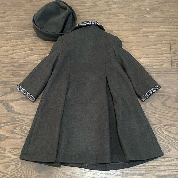 Sarah Louise England Pleated Girl’s Coat and Hat Set - Gray Size 2T NWT - Picture 3 of 7